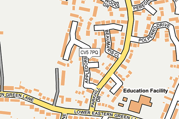 CV5 7PQ map - OS OpenMap – Local (Ordnance Survey)