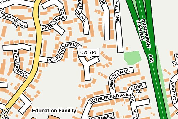 CV5 7PU map - OS OpenMap – Local (Ordnance Survey)
