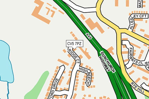 CV5 7PZ map - OS OpenMap – Local (Ordnance Survey)