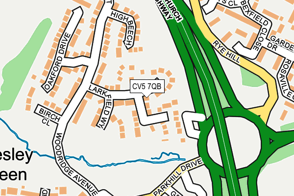 CV5 7QB map - OS OpenMap – Local (Ordnance Survey)