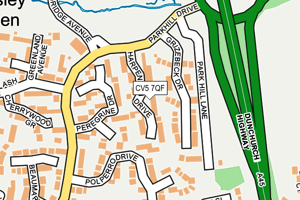 CV5 7QF map - OS OpenMap – Local (Ordnance Survey)