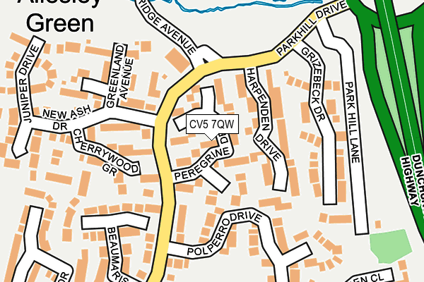 CV5 7QW map - OS OpenMap – Local (Ordnance Survey)