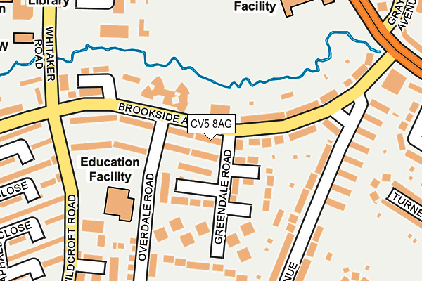 CV5 8AG map - OS OpenMap – Local (Ordnance Survey)