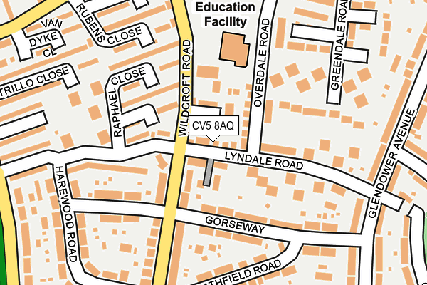 CV5 8AQ map - OS OpenMap – Local (Ordnance Survey)