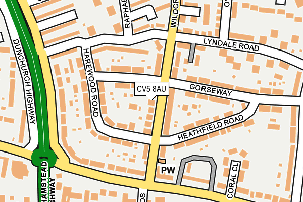 CV5 8AU map - OS OpenMap – Local (Ordnance Survey)