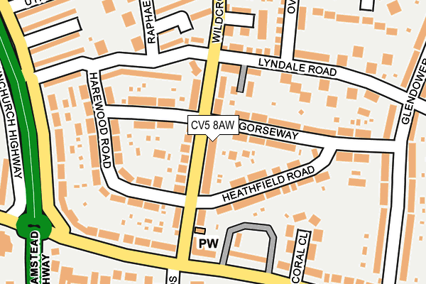 CV5 8AW map - OS OpenMap – Local (Ordnance Survey)