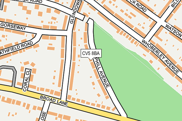 CV5 8BA map - OS OpenMap – Local (Ordnance Survey)