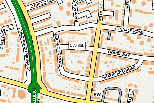 CV5 8BL map - OS OpenMap – Local (Ordnance Survey)