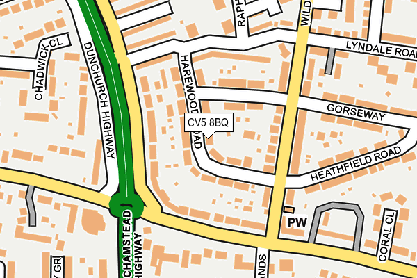 CV5 8BQ map - OS OpenMap – Local (Ordnance Survey)
