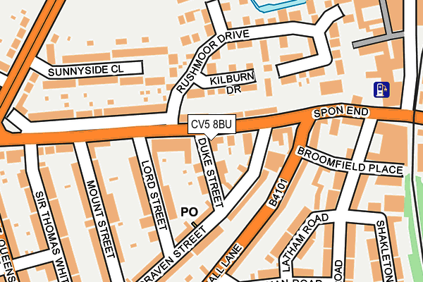 CV5 8BU map - OS OpenMap – Local (Ordnance Survey)