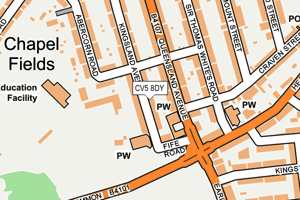 CV5 8DY map - OS OpenMap – Local (Ordnance Survey)