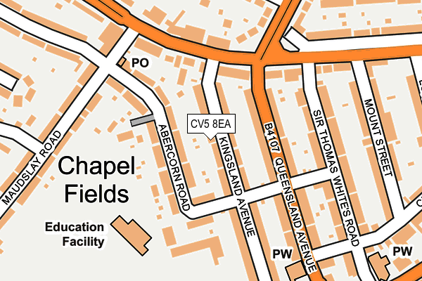 CV5 8EA map - OS OpenMap – Local (Ordnance Survey)