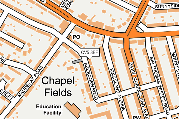 CV5 8EF map - OS OpenMap – Local (Ordnance Survey)