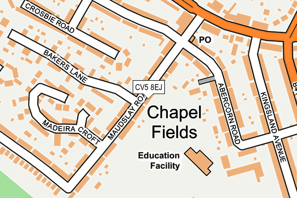 CV5 8EJ map - OS OpenMap – Local (Ordnance Survey)