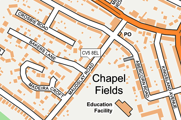 CV5 8EL map - OS OpenMap – Local (Ordnance Survey)
