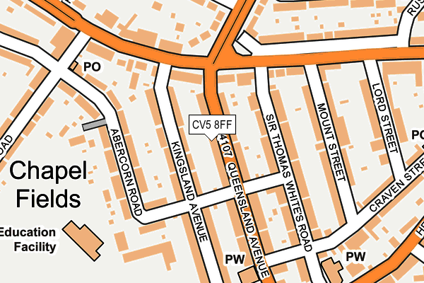 CV5 8FF map - OS OpenMap – Local (Ordnance Survey)