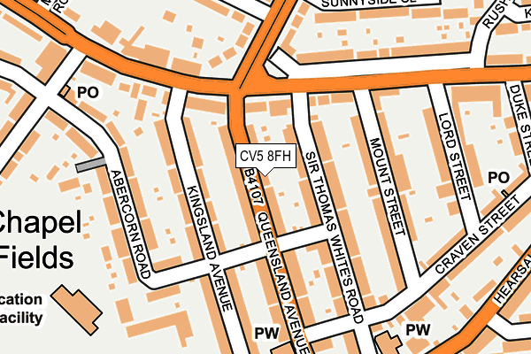 CV5 8FH map - OS OpenMap – Local (Ordnance Survey)