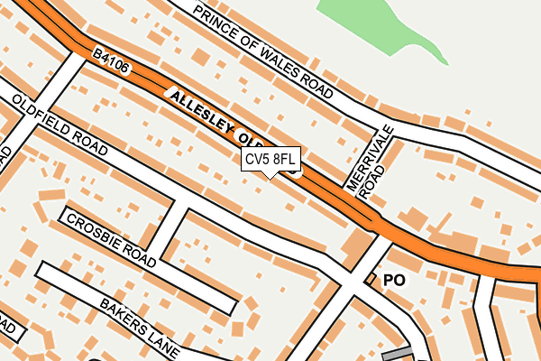 CV5 8FL map - OS OpenMap – Local (Ordnance Survey)