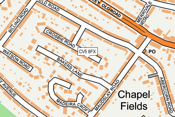 CV5 8FX map - OS OpenMap – Local (Ordnance Survey)