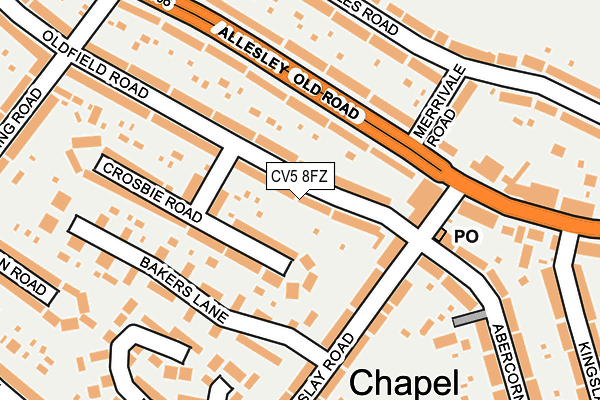 CV5 8FZ map - OS OpenMap – Local (Ordnance Survey)
