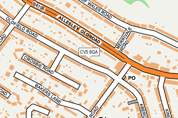 CV5 8GA map - OS OpenMap – Local (Ordnance Survey)