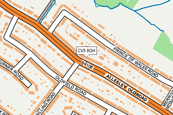 CV5 8GH map - OS OpenMap – Local (Ordnance Survey)