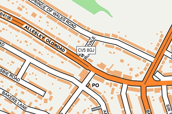 CV5 8GJ map - OS OpenMap – Local (Ordnance Survey)