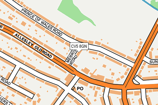 CV5 8GN map - OS OpenMap – Local (Ordnance Survey)