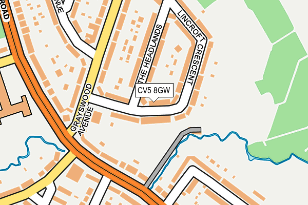 CV5 8GW map - OS OpenMap – Local (Ordnance Survey)