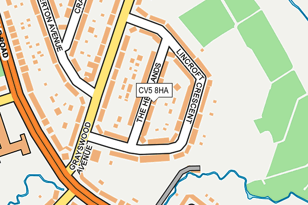 CV5 8HA map - OS OpenMap – Local (Ordnance Survey)