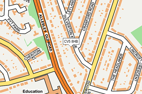 CV5 8HB map - OS OpenMap – Local (Ordnance Survey)
