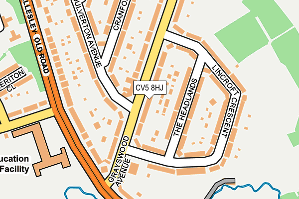 CV5 8HJ map - OS OpenMap – Local (Ordnance Survey)