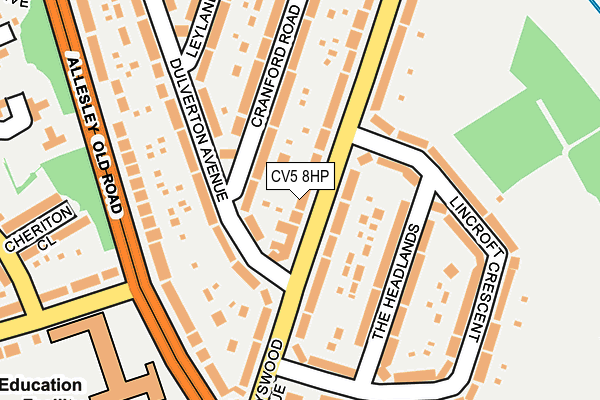 CV5 8HP map - OS OpenMap – Local (Ordnance Survey)