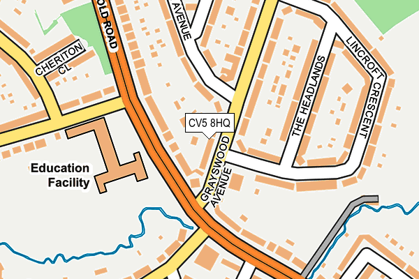 CV5 8HQ map - OS OpenMap – Local (Ordnance Survey)