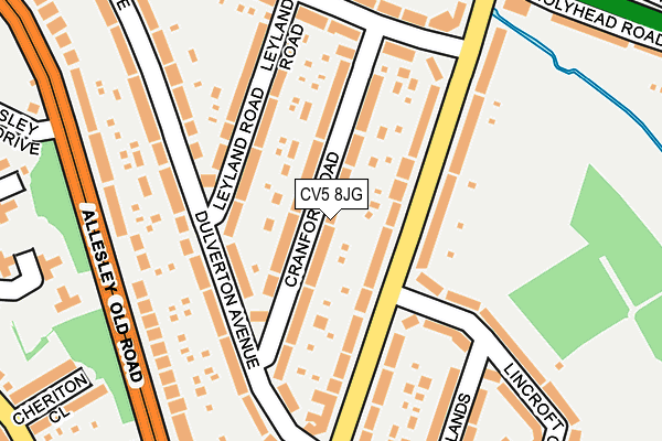CV5 8JG map - OS OpenMap – Local (Ordnance Survey)