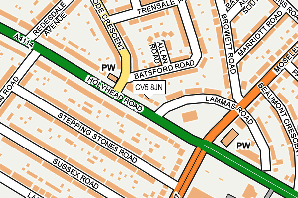 CV5 8JN map - OS OpenMap – Local (Ordnance Survey)
