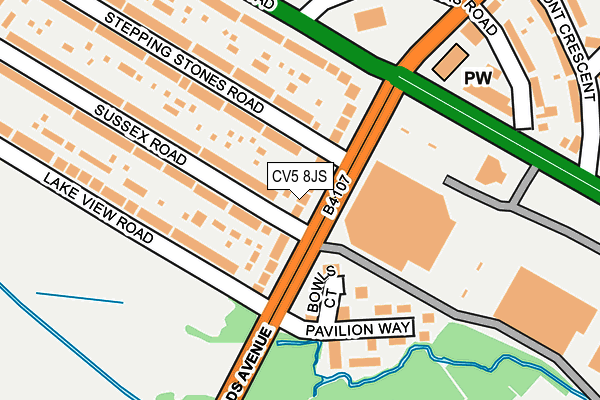 CV5 8JS map - OS OpenMap – Local (Ordnance Survey)