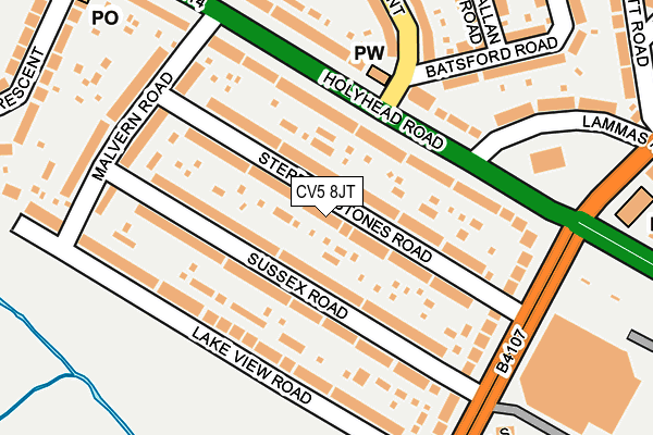 CV5 8JT map - OS OpenMap – Local (Ordnance Survey)