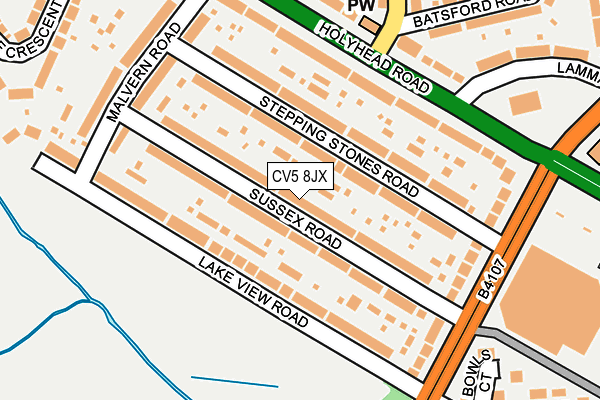 CV5 8JX map - OS OpenMap – Local (Ordnance Survey)