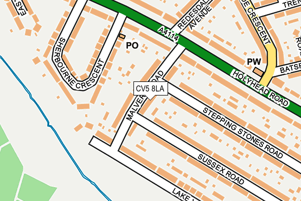 CV5 8LA map - OS OpenMap – Local (Ordnance Survey)