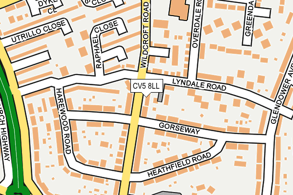 CV5 8LL map - OS OpenMap – Local (Ordnance Survey)