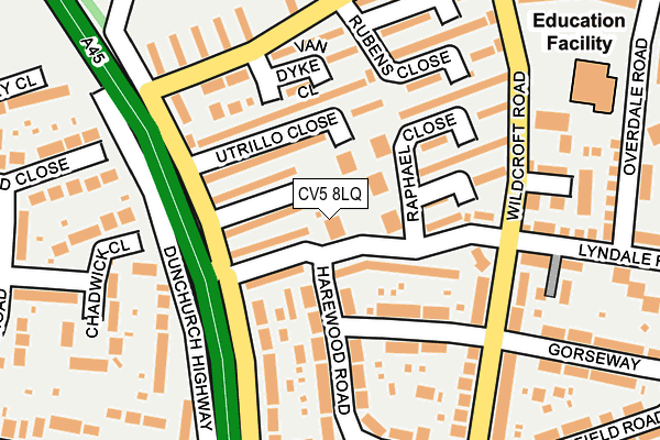 CV5 8LQ map - OS OpenMap – Local (Ordnance Survey)