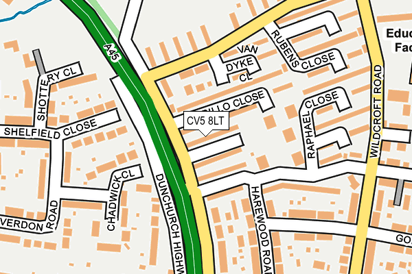 CV5 8LT map - OS OpenMap – Local (Ordnance Survey)