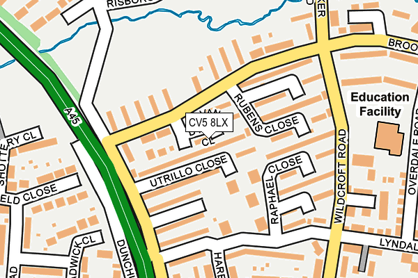 CV5 8LX map - OS OpenMap – Local (Ordnance Survey)