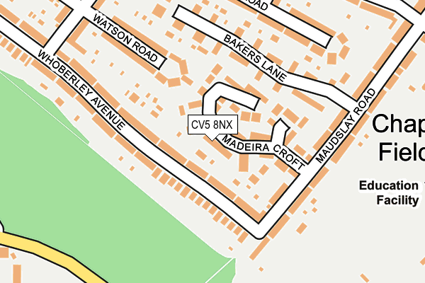 CV5 8NX map - OS OpenMap – Local (Ordnance Survey)