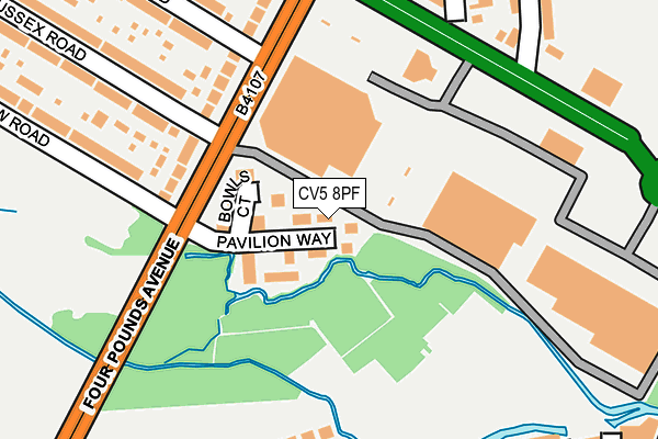 CV5 8PF map - OS OpenMap – Local (Ordnance Survey)