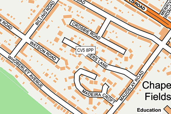 CV5 8PP map - OS OpenMap – Local (Ordnance Survey)