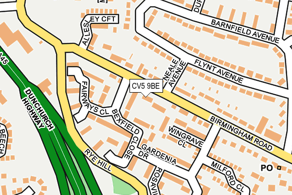 CV5 9BE map - OS OpenMap – Local (Ordnance Survey)