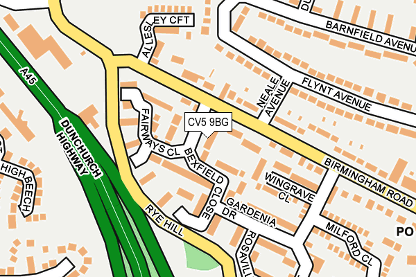 CV5 9BG map - OS OpenMap – Local (Ordnance Survey)