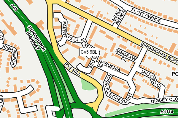CV5 9BL map - OS OpenMap – Local (Ordnance Survey)